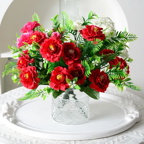 Fleurs de Chrysanthème en Soie Artificielle 6 Têtes Faux Bouquets Floraux Pour Maison Mariage Fête Décor Arrangement