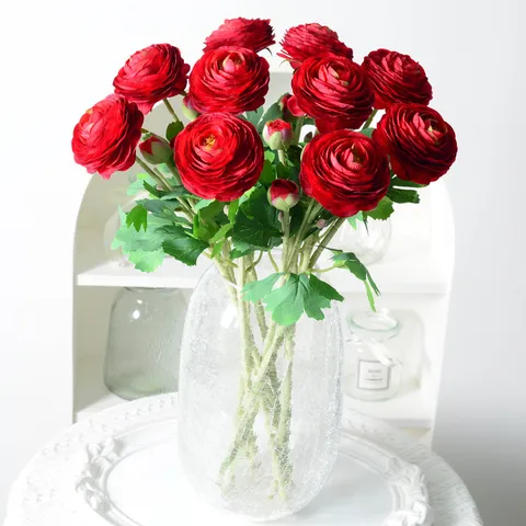 Retro European Artificial Flocked Lotus Flower Stems Silk Fake Flowers For Home Living Room Table Wedding Party Decor