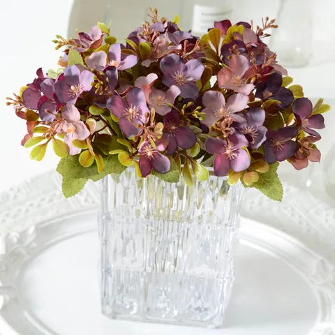 Flores Falsas de Seda de Hortensia Silvestre Artificial Pequeño Ramo para el Hogar Boda Fiesta Hotel Decoración Fotografía