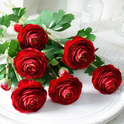 Retro European Artificial Flocked Lotus Flower Stems Silk Fake Flowers For Home Living Room Table Wedding Party Decor