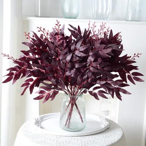 Branches de Feuilles de Saule Artificielles Fleur en Soie Plante Verte de Simulation pour Décoration de Fête de Mariage à Domicile Accessoires de Photographie