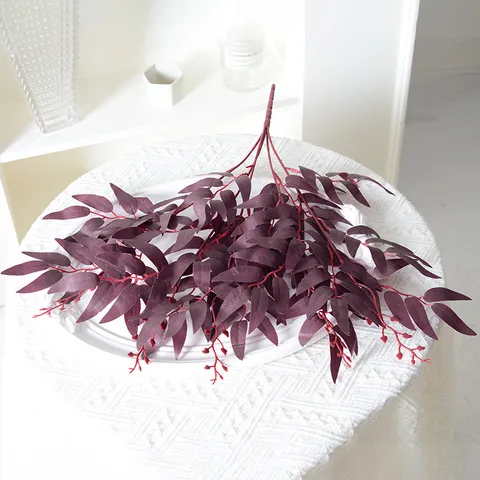 Branches de Feuilles de Saule Artificielles Fleur en Soie Plante Verte de Simulation pour Décoration de Fête de Mariage à Domicile Accessoires de Photographie