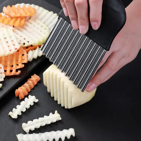 Stainless Steel Crinkle Cutter Potato Slicer Kitchen Vegetable Wave Knife Chopper For Cooking French Fries