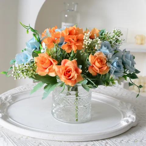 Bouquet de Fleurs de Rose Artificielles en Tissu Fleur en Soie Pour Décoration de Maison Fête de Mariage et Accessoires de Photographie