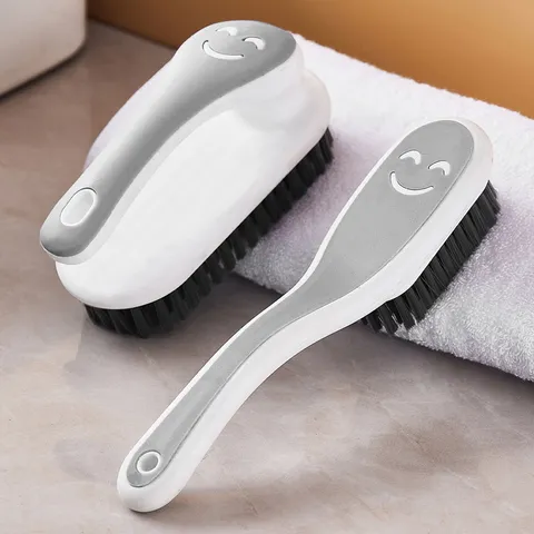 Household Multi-Function Cleaning Brush Soft Bristle Shoe Brush Laundry Brush with Smile Face Design Plastic Cleaning Tool for Home Bathroom