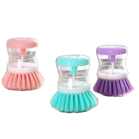 Cepillo de Limpieza Doméstico de Presión Dispensación de Líquido Multifuncional Cepillo de Olla de Plástico Herramienta de Cocina
