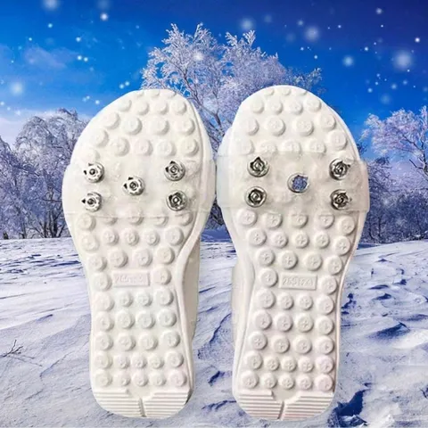 Portable 5-Stud Ice Crampons Anti-Slip Shoe Covers For Snow And Ice Outdoor Hiking Mountaineering Universal Elastic Silicone Grips