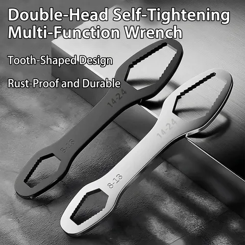 Professional Double-headed Self-tightening Wrench Universal Serrated Plum Wrench Set 8-24mm Adjustable Manual Repair Tools For Home Auto Repair