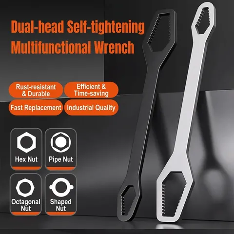 Professional Double-headed Self-tightening Wrench Universal Serrated Plum Wrench Set 8-24mm Adjustable Manual Repair Tools For Home Auto Repair