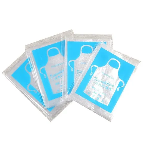 Disposable Waterproof Oil-Proof Apron Adult Child Transparent PE Bibs For Restaurant Hot Pot Cooking Home Kitchen