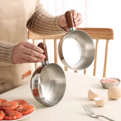 Poignée en Bois de Noyer Acier Inoxydable Pot à Nouilles Instantanées Petit Pot à Soupe Bol de Petit-Déjeuner Cuisine