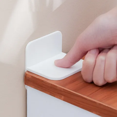 Support de Securite Anti Basculement de Meuble en Plastique Sans Percage Fixation Murale de Armoire en Forme de L Ancrage Robuste