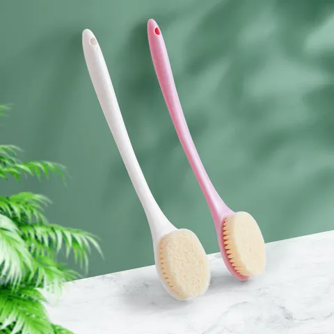 Long Handle Bath Brush Soft Bristle Exfoliating Back Scrubber Body Shower Brush With Hanging Hole For Bathroom Cleaning
