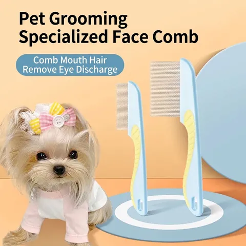 Professional Pet Flea Comb For Dogs And Cats Fine Tooth Face Grooming Brush With Stainless Steel Pins Ergonomic Handle