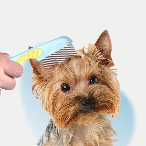 Professional Pet Flea Comb For Dogs And Cats Fine Tooth Face Grooming Brush With Stainless Steel Pins Ergonomic Handle