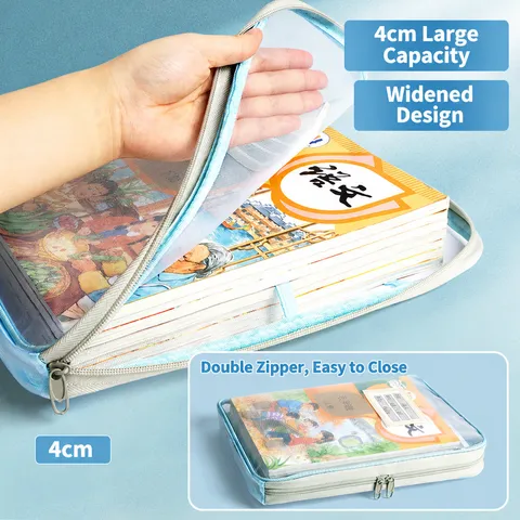 Transparent Mesh Document Bag L Shaped Subject Folder Large Capacity Zipper File Storage Bag Student Exam Handbag