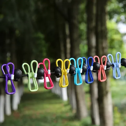 Portable Travel Clothesline Outdoor Windproof Elastic Laundry Rope With Hooks And Clips For Hotel Camping