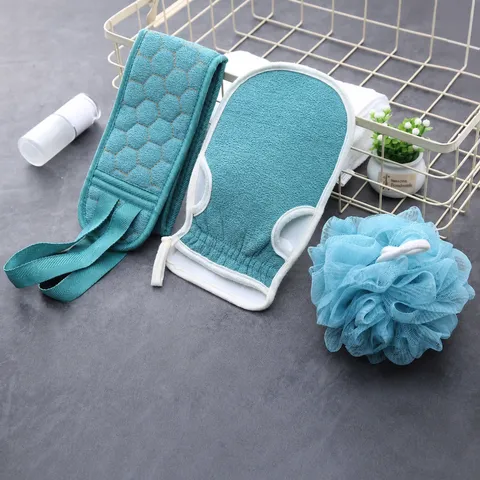 Exfoliating Bath Sponge Back Scrubber Shower Puff Set Plant Fiber Deep Cleansing Body Exfoliator Bath Accessories