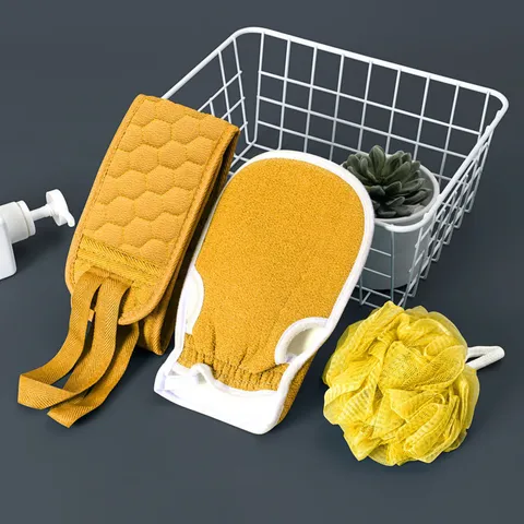 Peeling Badeschwamm Rückenwäscher Duschquaste Set Pflanzenfaser Tiefenreinigung Körperpeeling Badaccessoires