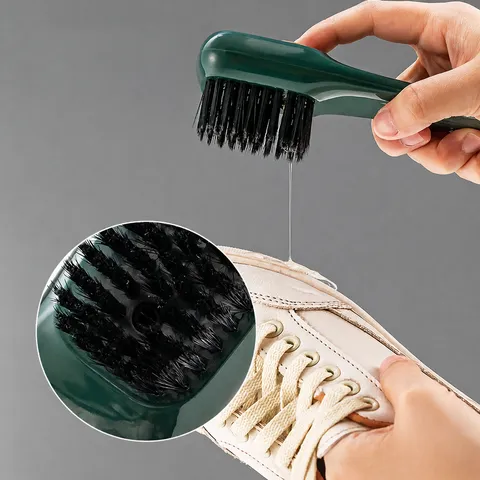 Press Type Liquid Dispensing Shoe Brush Multifunctional Laundry Cleaning Brush Soft Bristles Plastic Tool
