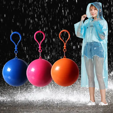 Portable Disposable Raincoat Ball Waterproof Rain Poncho With Storage Case For Outdoor Travel Hiking Adult
