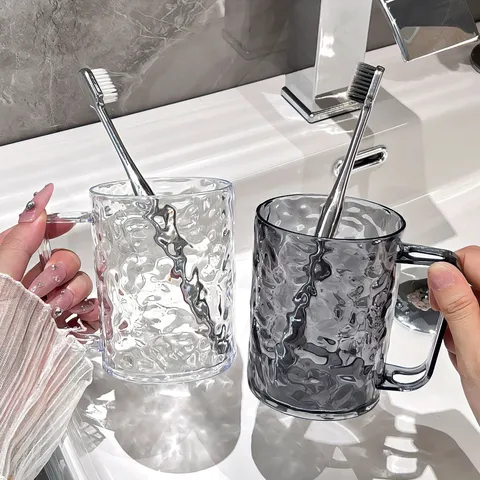 Transparent Acrylic Mouthwash Cup Glacier Pattern Toothbrush Cup Light Luxury Couple Water Mug Bathroom Home Drinkware