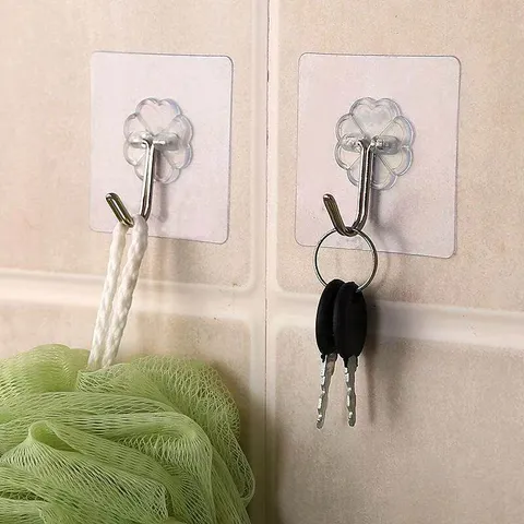 Gancho de Pared Autoadhesivo Transparente de Acero Inoxidable Resistente Sin Perforar Gancho Colgante para Cocina Baño