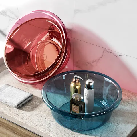 Transparent Plastic Washbasin Thickened Deepened Portable Basin Household Student Dormitory Laundry Face Foot Basin