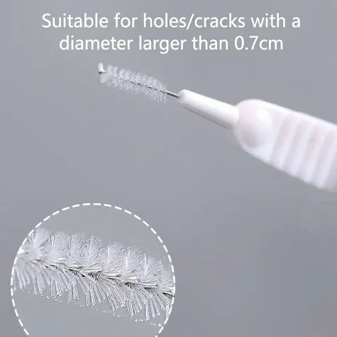 Cepillo de Limpieza para Cabezal de Ducha Doméstico Desatascador de Pequeños Huecos Cerdas de Nailon Herramienta Blanco