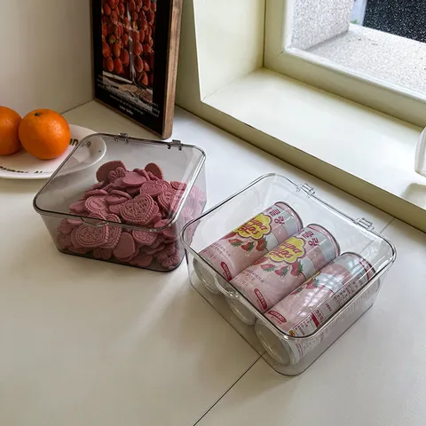 Clear Acrylic Mask Storage Box Dustproof Flip Lid Cosmetic Organizer Large Capacity Desktop Storage Container