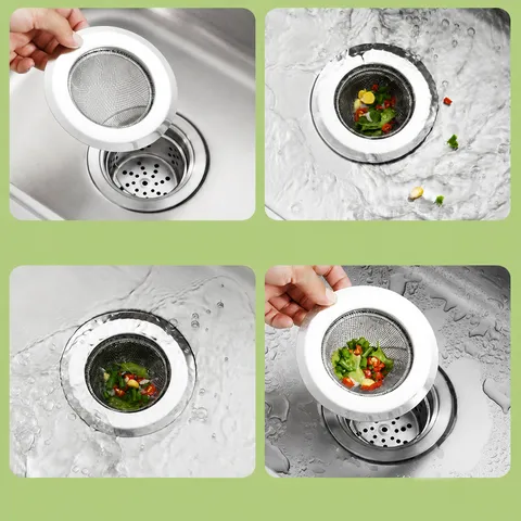 Stainless Steel Kitchen Sink Strainer Anti Clogging Drain Filter Basket Kitchen and Bathroom Sink Hair Catcher Tool