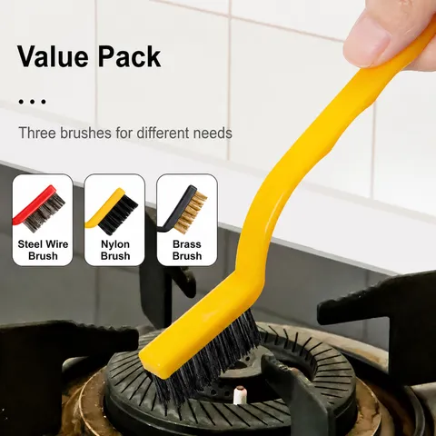 Kitchen Stove Cleaning Brush And Scraper Set Iron Copper Nylon Wire Brush For Home Kitchen Deep Cleaning