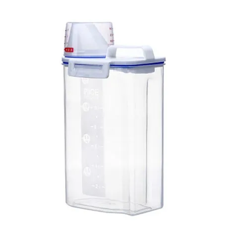 Seau à Riz Scellé en Plastique de Style Japonais Boîte de Stockage de Grains Étanche à l'Humidité Contenant de Nourriture de Cuisine avec Tasse à Mesurer
