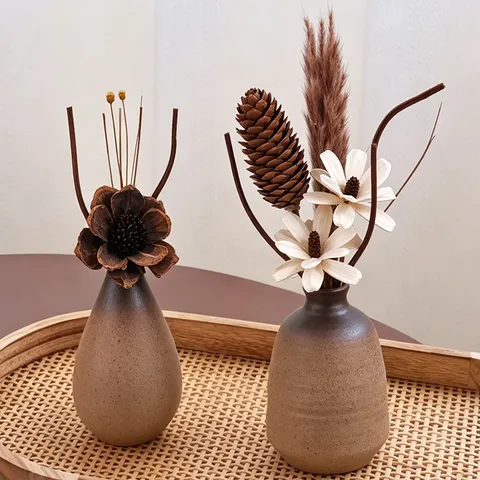 Chinesisches Retro Zen Aromatherapie Diffusor Set Keramikvase Mit Trockenblumen Und Ätherischem Öl Für Heimdekoration