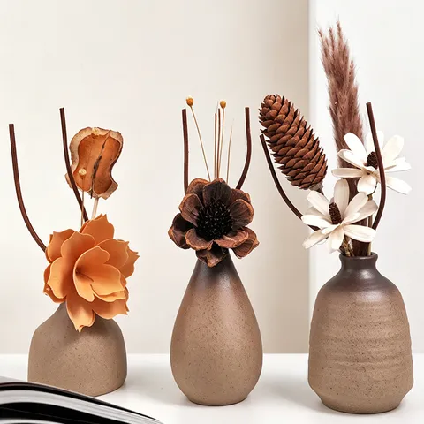 Chinesisches Retro Zen Aromatherapie Diffusor Set Keramikvase Mit Trockenblumen Und Ätherischem Öl Für Heimdekoration