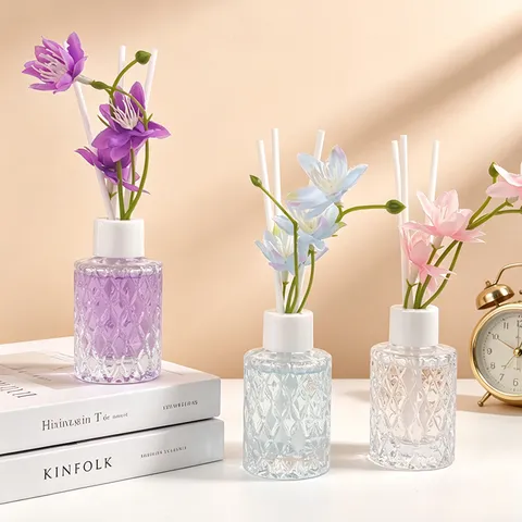 Difusor de Aromas Floral Con Flor Artificial Botella de Vidrio de Diamante Aceite Esencial Para Decoración de Dormitorio