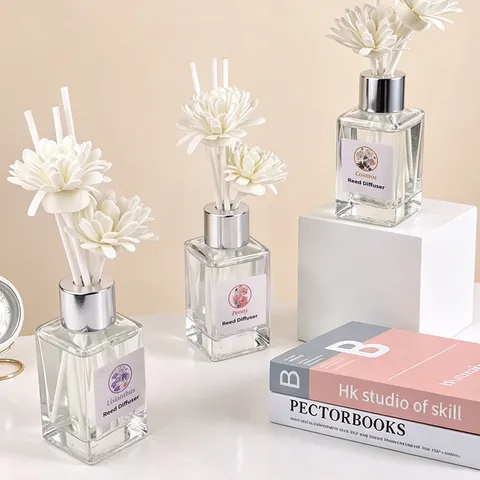 Minimalistisches Glasflaschen Duftstäbchen Set Heim Aromatherapie Duft Mit Sola Blume Für Schlafzimmer Wohnzimmer Dekoration