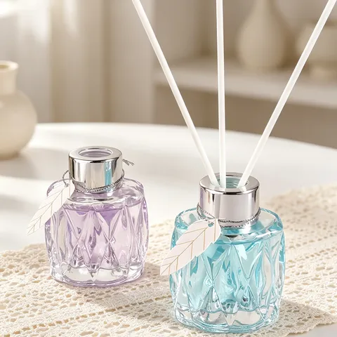 Rautenmuster Glasflasche Duftdiffusor Heim Aromatherapie Lufterfrischer Wohnzimmer Badezimmer Dekoration Duft Geschenk