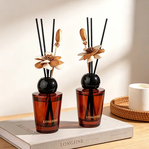 Vintage Braunes Glas Reed Diffusor Langanhaltende Lufterfrischer Aromatherapie Duft Für Wohnzimmer Schlafzimmer Hotel Zuhause