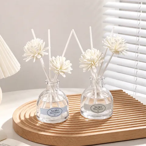 Botella Difusora de Varillas de Vidrio Minimalista Con Aceite Perfumado de Flor Blanca Fragancia de Hogar Sala Dormitorio
