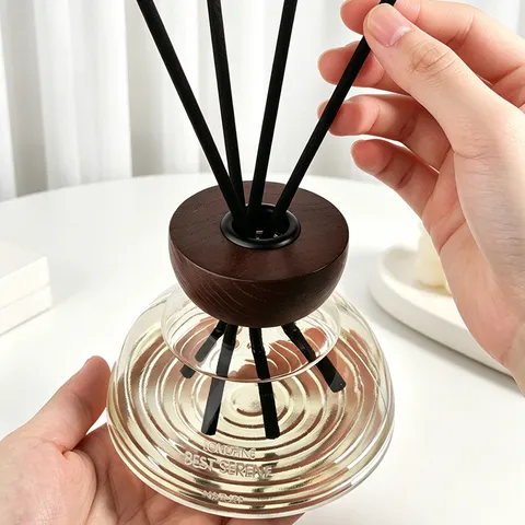 Aromatherapie Glas Diffusor Flasche Mit Holzdeckel Und Duftstäbchen Langanhaltender Raumduft Für Schlafzimmer Badezimmer