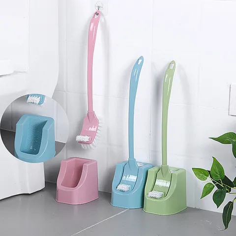 Plastic Long Handle Toilet Brush With Holder Heavy Duty Cleaning Brush For Bathroom Toilet Bowl Cleaning Tool