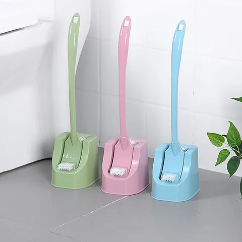 Plastic Long Handle Toilet Brush With Holder Heavy Duty Cleaning Brush For Bathroom Toilet Bowl Cleaning Tool