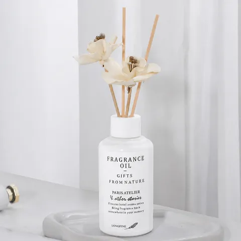 Botella de Difusor de Varillas de Cerámica Blanca Estilo Ins con Flor de Sola Aceite Esencial de Aromaterapia Decoración de Sala de Estar en el Hogar