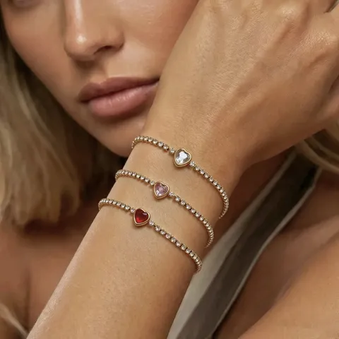 316L Edelstahl Herz Krallenkette Armband Verstellbar Strass Tennis Armband Mode Schmuck Geschenk für Damen