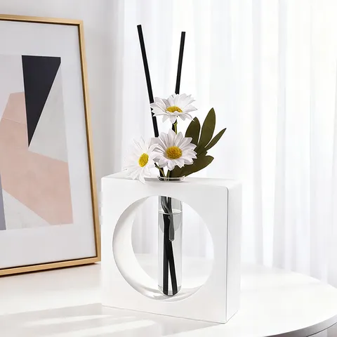 Minimalistisches Geometrisches Gips Aromatherapie Ornament Mit Glasrohr Simulationsblume Reed Diffusor Heimdekoration