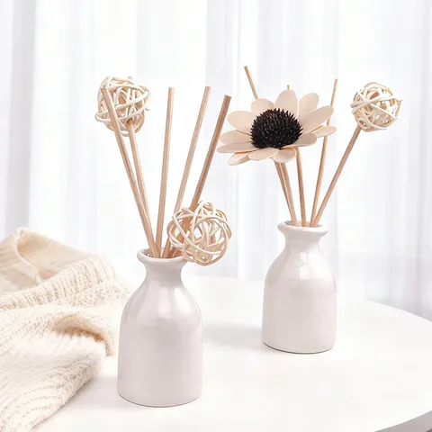 Ceramic Reed Diffuser Set With Sunflower Wood Rattan Sticks Ins Style Indoor Fragrance Ornament Home Decor Aromatherapy Set