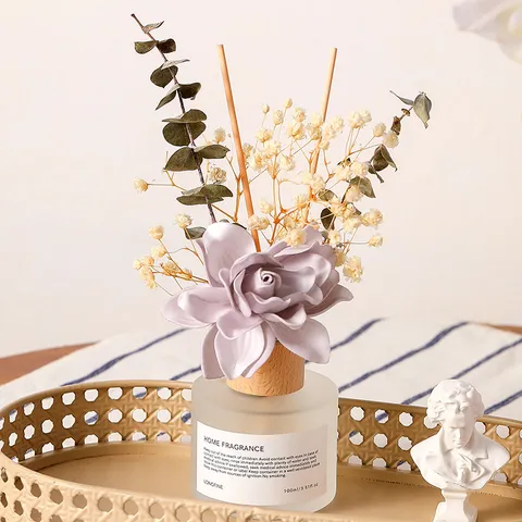 Home Fragrance Reed Diffuser Set Glass Bottle With Dried Flowers Artificial Flower Aroma Diffuser For Room