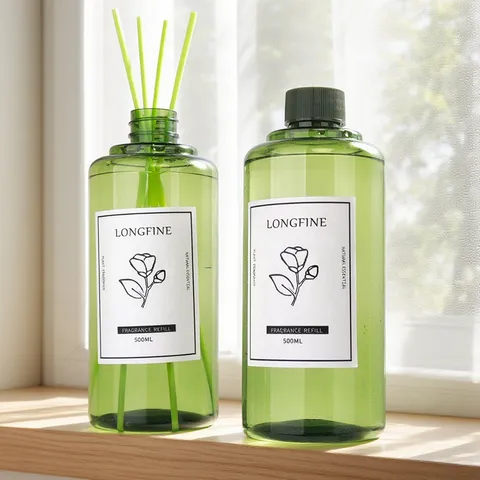 Recarga de Difusore de Varillas Longfine Aceite Esencial Botella Verde Aromaterapia Con Varillas Fragancia Hogar Baño Salón