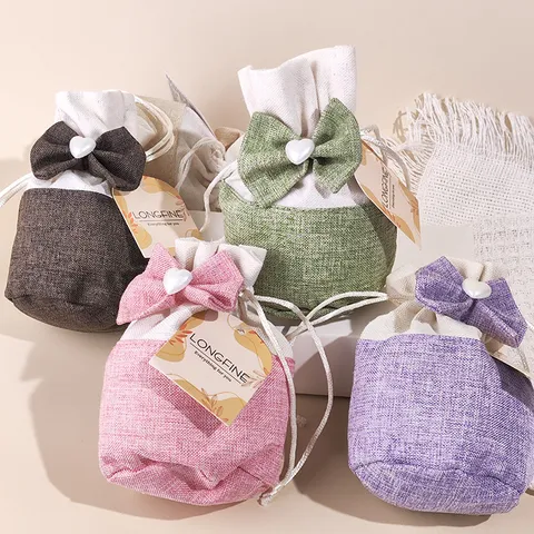 Minimalista Cotone Lino Fiocco Sacchetto Profumato Sospeso Armadio Guardaroba Borsa Aromaterapia Auto Deodorante Sacchetto